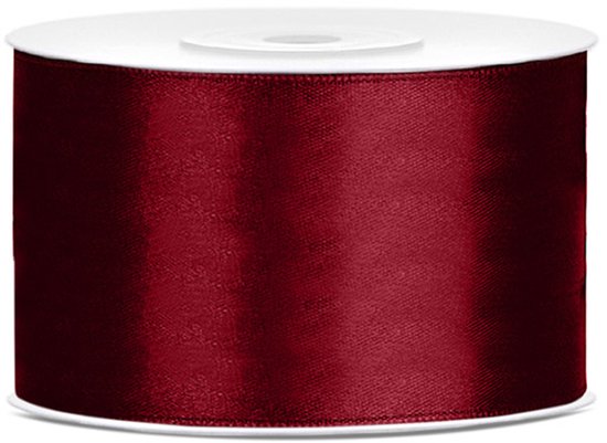 Partydeco - Satijn lint Bordeaux Rood 38mm/rol 25m