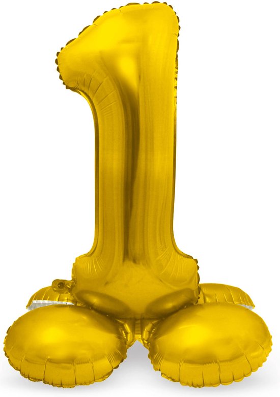 Folat - Cijfer 1 Goud met standaard - 72 cm