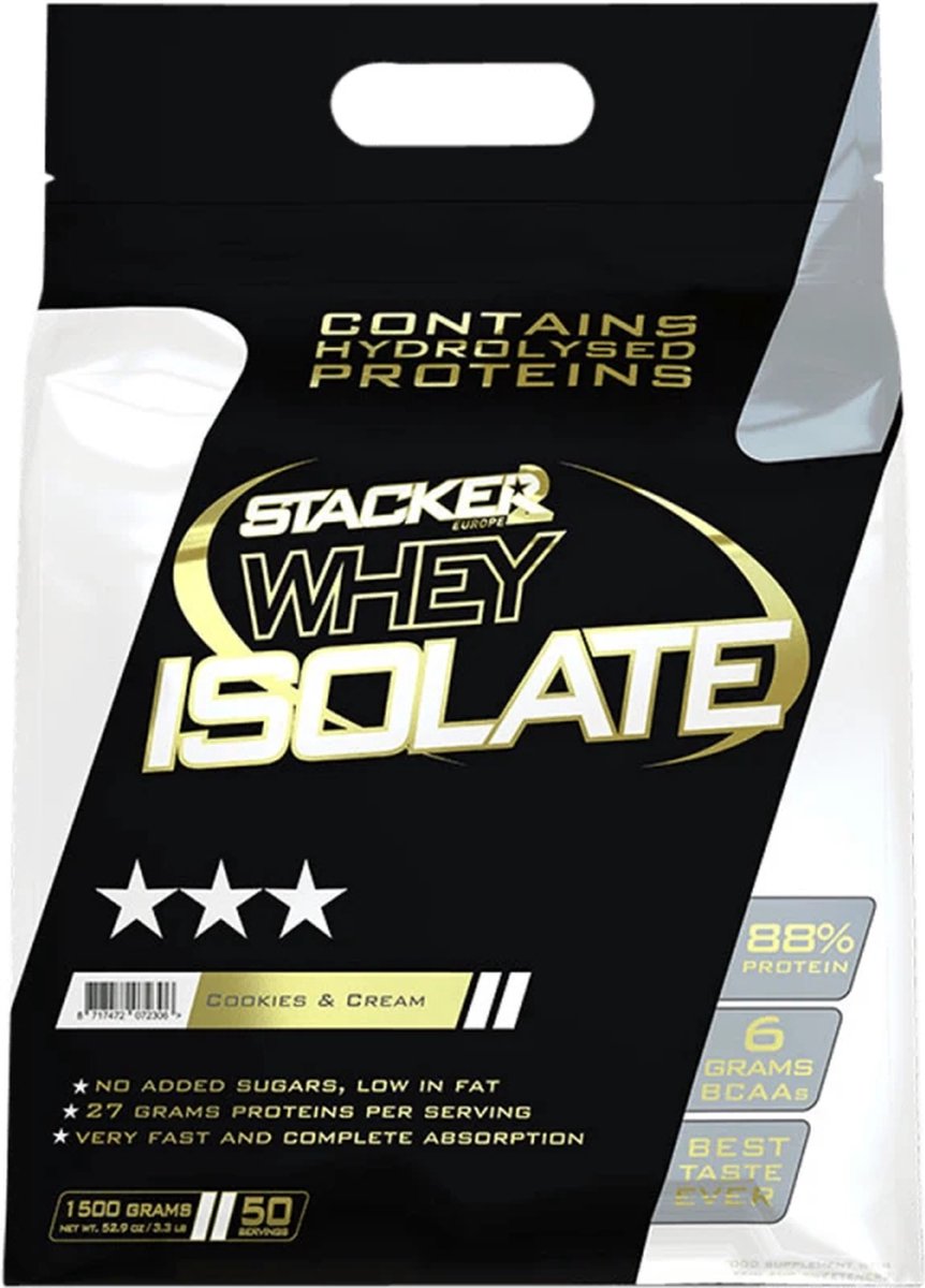 Goedkoopste Stacker 2 - Whey Isolate - 1500 Gram - Cookies & Cream