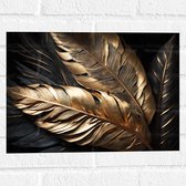 Muursticker - Zwarte en Gouden Palmbladeren - 40x30 cm Foto op Muursticker
