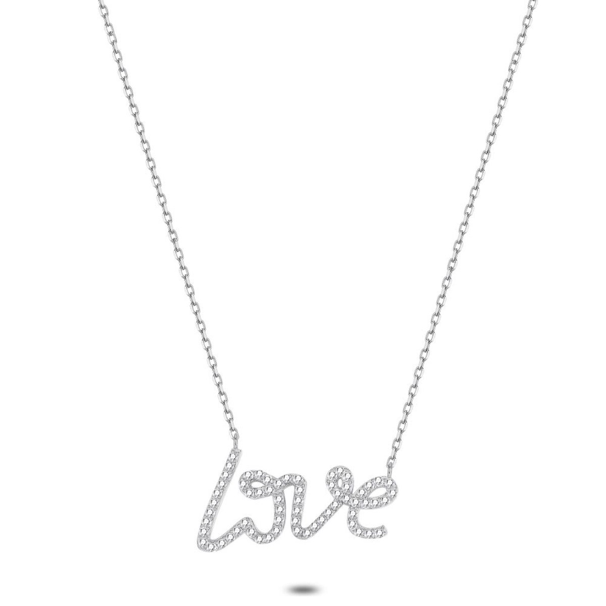 Twice As Nice Halsketting in zilver, love zirkonia 40cm+5cm