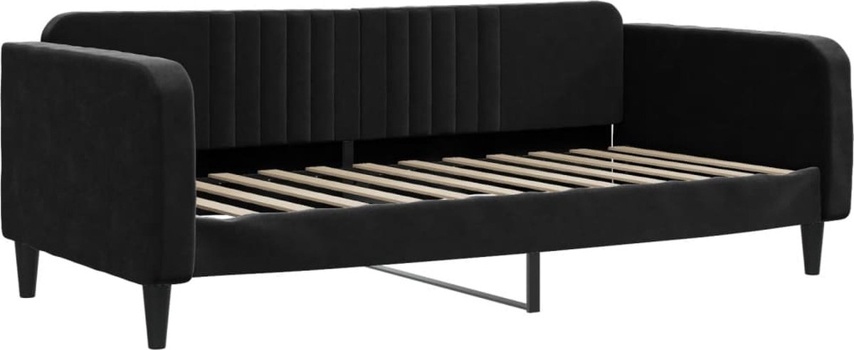 vidaXL Slaapbank - 90x200 - cm - fluweel - zwart