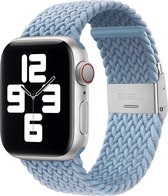 Braided Nylon Lichtblauw band - Geschikt voor Apple Watch 38mm - 40mm - 41mm - Verstelbare stretchy elastische gevlochten smartwatchband met gesp - Voor iWatch Series 8/7/6/SE/5/4/3/2/1 kleine modellen