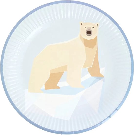 Papieren bordjes Ijsbeer - eco friendly - 6 bordjes - ice - frozen - winter