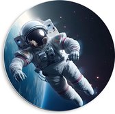PVC Schuimplaat Muurcirkel - Astronaut - Mens - Ruimte - Aarde - Sterren - 40x40 cm Foto op Muurcirkel (met ophangsysteem)