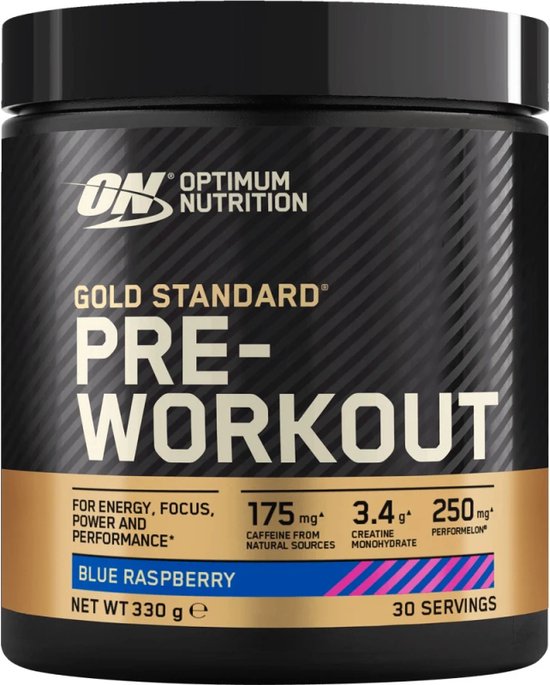 Optimum Nutrition Gold Standard Pre Workout - Blue Raspberry - Pre-Workout - 330 gram (30 doseringen)