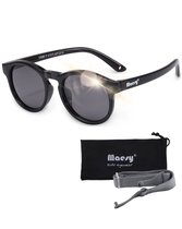 Maesy - lunettes de soleil bébé Bowi - flexibles pliables - élastique réglable - protection UV400 polarisée - garçons et filles - lunettes de soleil bébé rondes - noir