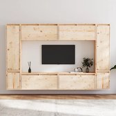 The Living Store Televisiemeubel Set - Grenenhout - 80x30x35 cm/30x30x40 cm/30x30x100 cm