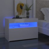 The Living Store Tables de chevet Éclairage LED- Blanc brillant - 60 x 35 x 40 cm - RGB - Set de 2