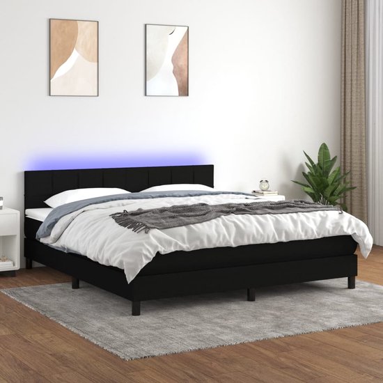 The Living Store Boxspring Avec LED - 203 x 180 x 78/88 cm - Pocketvering Matras - Huidvriendelijk Topmatras