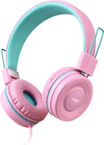 Casque antibruit WiseQ pour Enfants avec fil - Limiteur de volume 85dB - de 3 à 15 ans - Écouteurs Extra robustes pour Enfants - Rose / Unicorn-Bubblegum