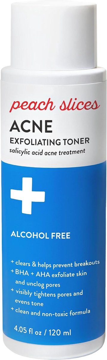 Peach Slices - Acne exfoliërende toner - 2% Salicylzuur - AHA+BHA-exfoliatie - Gezichtsreiniger - Voorkomt puistjes - Alcohol- en sulfaatvrij - Huidverzorging- 120ml