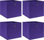 The Living Store Inklapbare opbergboxen - Set van 4 - 32 x 32 x 32 cm - Paars - Nonwoven stof