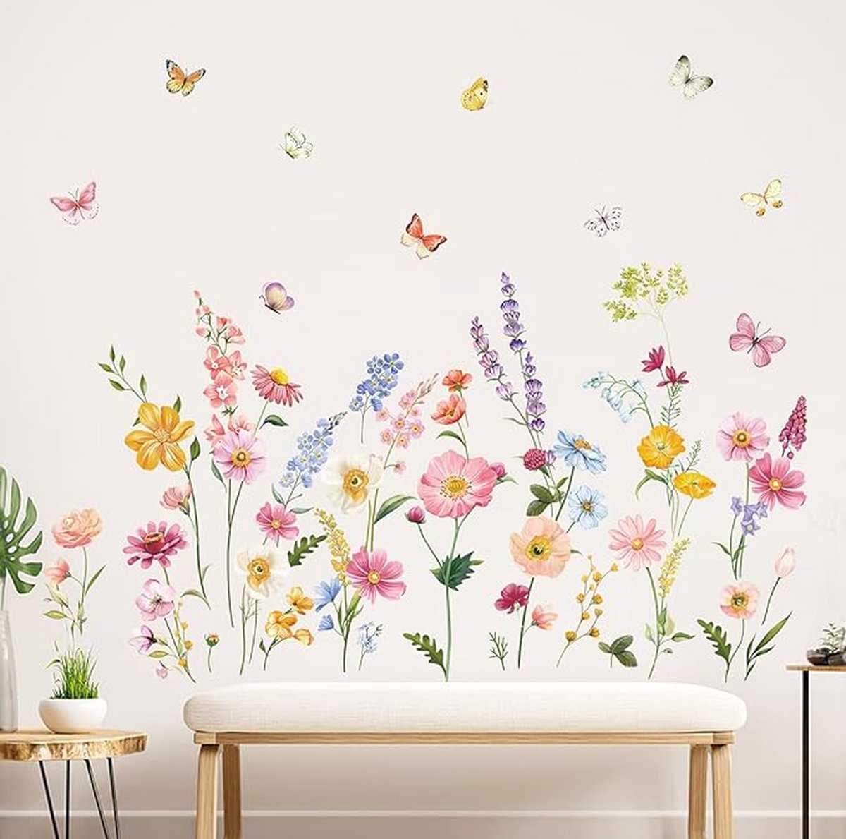 Sticker Mural Sticker mural fleur de tournesol botanique Amovible  Autocollant Mural Chambre Salon Bureau Décoration Murale