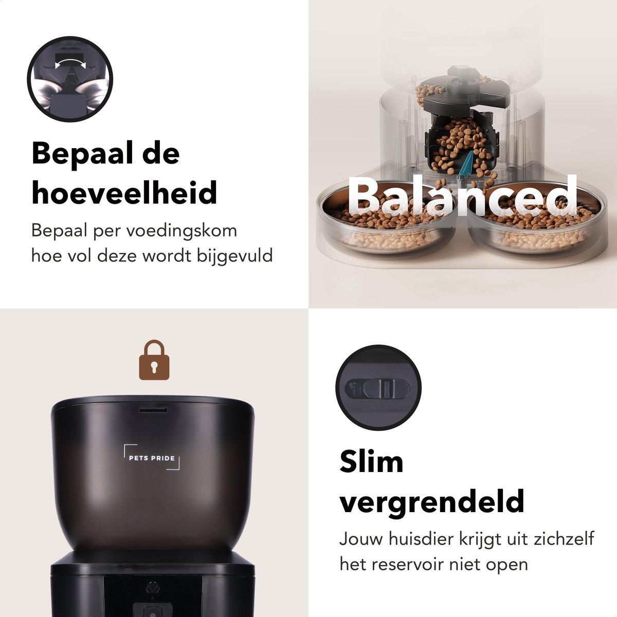 Pets Pride Automatische voerbak kat en hond - Voerautomaat - Dubbele voederbak met Full HD camera - Motion detection - Zwart - 5 GHz thumbnail 4
