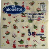 Servetten Alouette Kerst "Versiering geel" 33x33cm a 35 stuks