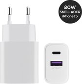 USB C Adapter iPhone 15 Geschikt voor Apple & Samsung – Wit – WiseQ – Gecertificeerd – Dual Charge Snellader