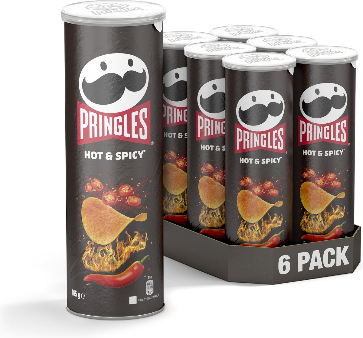 Pringles Chips Hot & Spicy - 6 x 165 gr - Voordeelverpakking
