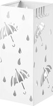 Paraplubak Jozefa van metaal - Ronde paraplubak - Verwijderbare wateropvangbak - Met haak - Wit - Metaal - 49 x 20 x 20 cm