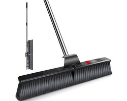 63 cm brede bezem met steel, stabiele industriële bezem met stijve borstelharen, 141,5 cm tuinbezem, bezem voor het reinigen van tuin, terras, huishouden, balkon