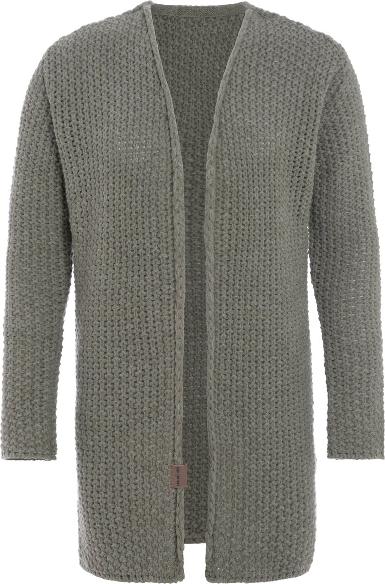 Knit Factory Carry Gebreid Dames Vest - Grof gebreid dames vest - Groene cardigan - Damesvest gemaak uit 30% wol en 70% acryl - Urban Green - 40/42
