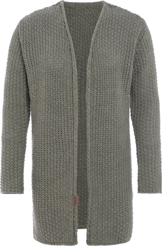 Knit Factory Carry Gebreid Dames Vest - Grof gebreid dames vest - Groene cardigan - Damesvest gemaak uit 30% wol en 70% acryl - Urban Green - 36/38