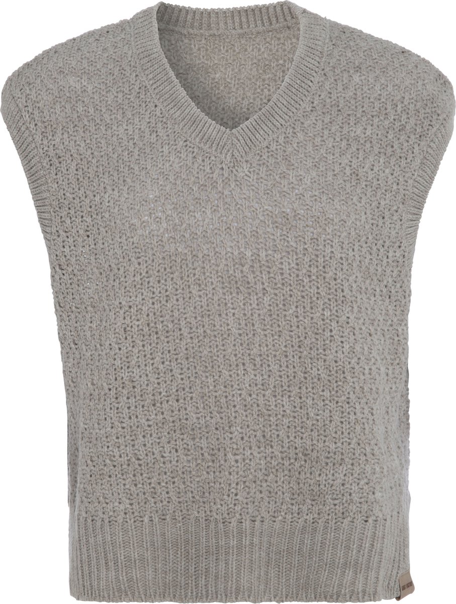 Knit Factory Luna Spencer Dames - Debardeur voor dames - Mouwloze trui - Dames Trui - Trui zonder mouwen - Iced Clay - 36/38