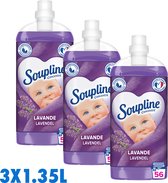 Soupline Lavendel Geconcentreerde Wasverzachter - 3 x 1,35L - Voor een langdurig gevoel van frisheid - 56 wasbeurten per verpakking - Voordeelverpakking