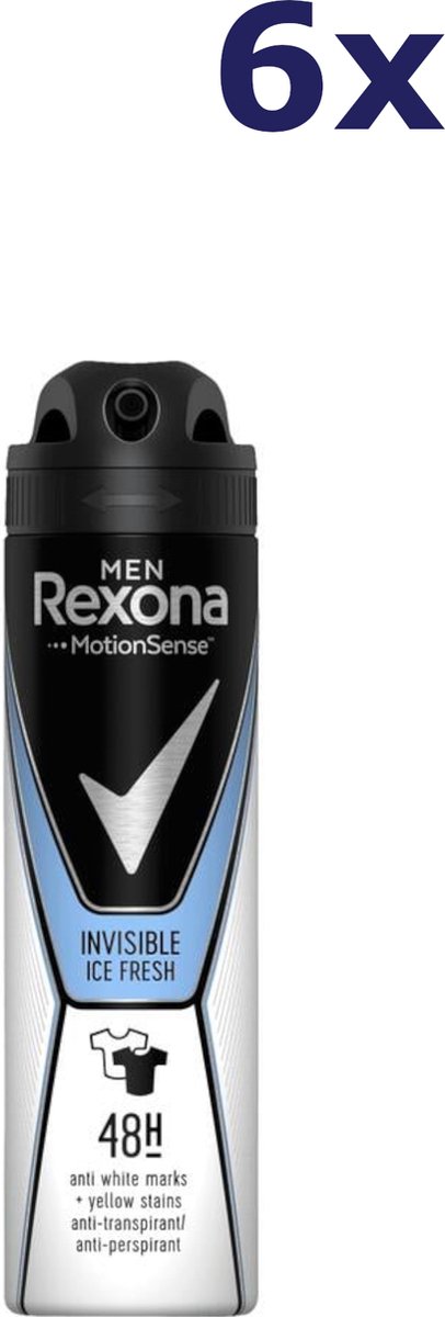 Goedkoopste Rexona Men Invisible Ice Antitranspirant Spray - 6 x 150 ml - Voordeelverpakking