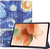 Tri-Fold Book Case - Geschikt voor Samsung Galaxy Tab S7 FE Hoesje - Sterrennacht