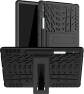Rugged Kickstand Back Cover - Geschikt voor Samsung Galaxy Tab S7 FE Hoesje - Zwart