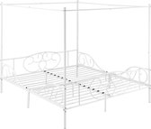 Metalen Hemelbed Beaumont - Met Bedbodem - 180x200 cm - Wit - Stabiel Frame - Minimalistisch Design