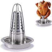 Rôtissoire à poulet - Le nouveau support de poulet en acier sûr - grill à poulet en canette de bière - rôtissoire à volaille avec récipient à arôme