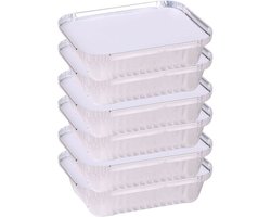 Elite Meal prep voedsel bewaar bakjes - Aluminium - 12x - 19 x 14 x 4 cm - met deksel