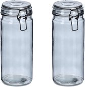 Zeller Weckpotten/inmaakpotten - 2x - 1L - glas - met beugelsluiting - D10 x H20 cm