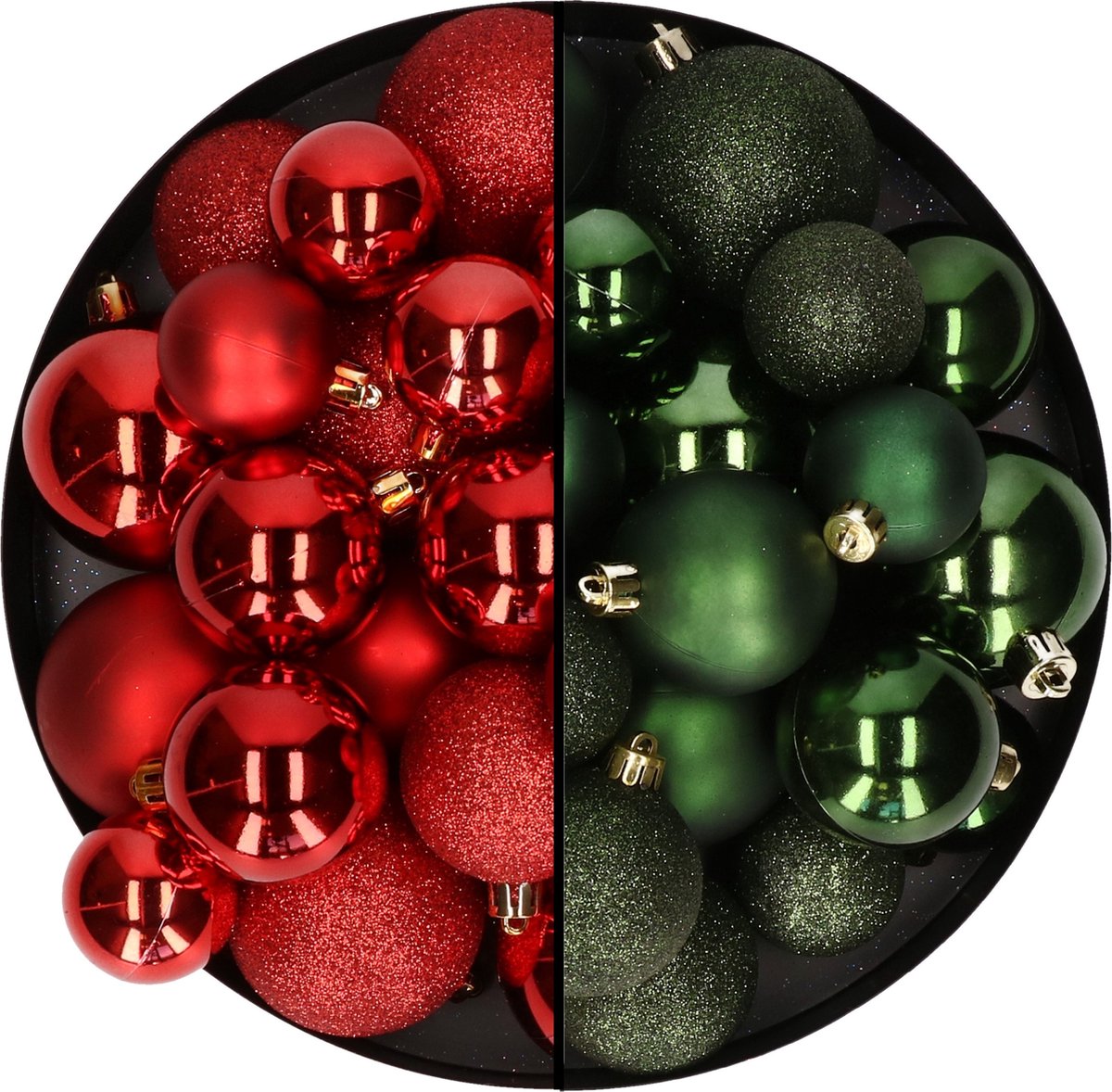 Kerstballen 60x stuks - mix donkergroen/rood - 4-5-6 cm - kunststof - kerstversiering