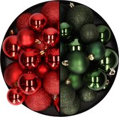 Kerstballen 60x stuks - mix donkergroen/rood - 4-5-6 cm - kunststof - kerstversiering