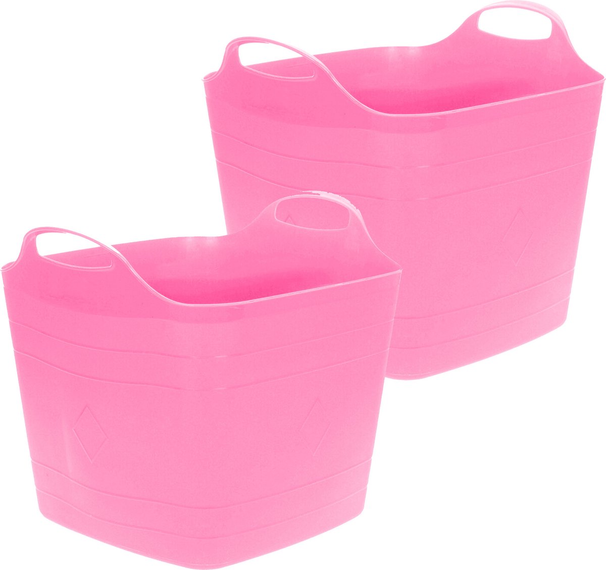 Excellent Houseware Flexibele emmer - 2x - roze - 25 liter - kunststof - vierkant - 35 x 38 cm