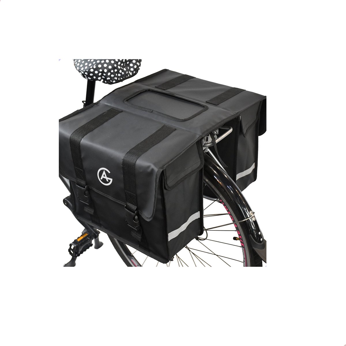 AG Fietstas 45 Liter - Dubbele Fietstas - Extra veel ruimte - Waterafstotend - Reflectoren fietstassen - electrische fietsen - Zwart - dubbel