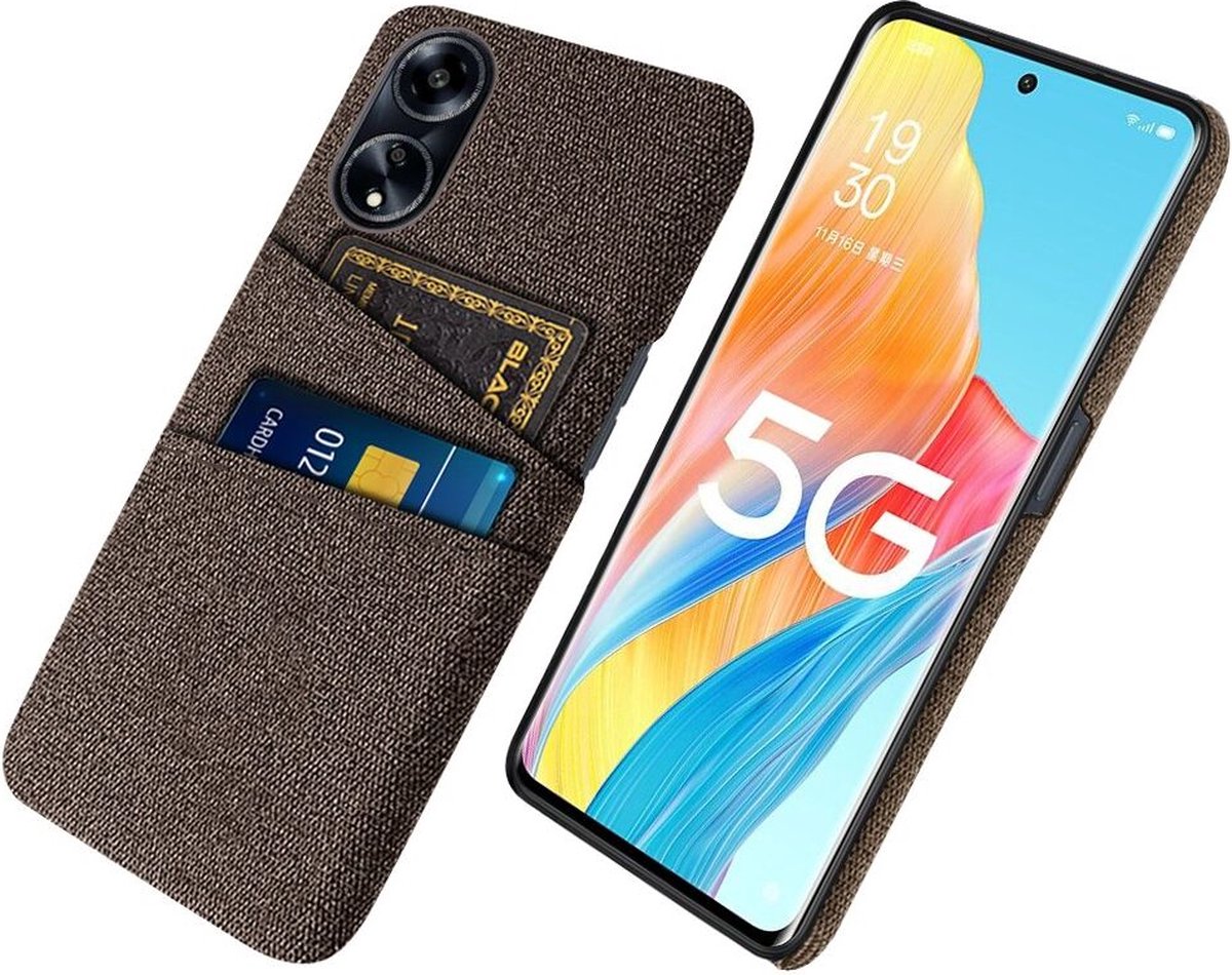 Oppo A98 Hoesje met Kaarthouder Back Cover Bruin