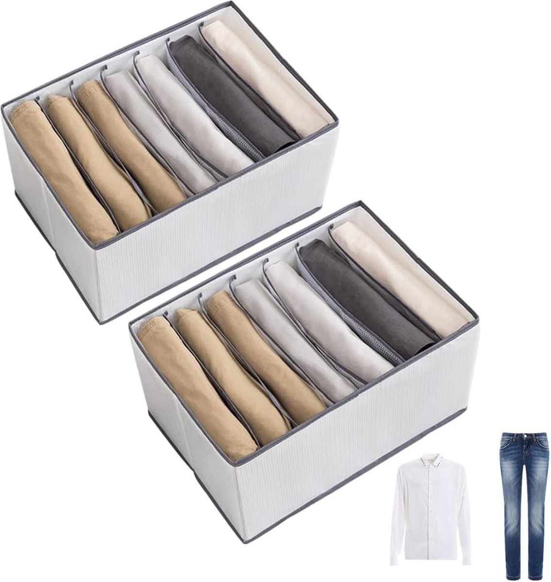 Organisateur Tiroir, Lot de 2 Boîte de Rangement Sous Vetement Pliable à 6  Compartiments, Sac de