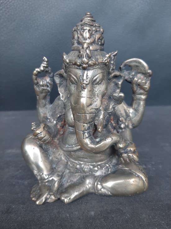 BELLE ANCIENNE STATUE DIEU GANESH BRONZE Argenté Divinité INDE BRULE ENCENS D Beige - Vendu
