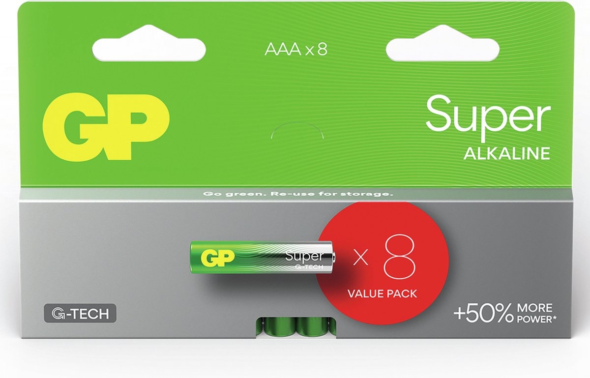 GP Super Alkaline AAA batterijen - 8 stuks