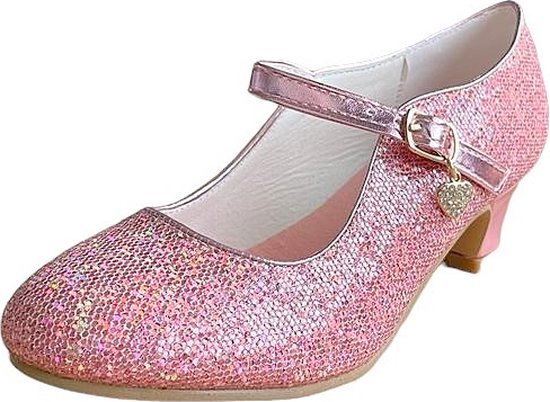 FStory&Winyee Prinsessenschoenen voor meisjes, elsa, party, glazen schoenen met glitter voor meisjes, accessoires voor carnaval, kostuumfeest, carnaval, dans, Blauw, 25 EU