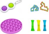 JUST23 Fidget toys pakket  - Fidget toys pakket onder de 20 euro - 1x Pop it paars - 1x Simple dimple - 2x Wacky track - 3x Mesh and marble