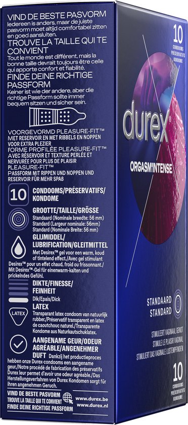 Durex Condooms - Orgasm Intense - Met ribbels - 10 stuks