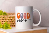 Mok Good Vibes - PositiveVibes - Gift - Cadeau - GoodVibesOnly - StayPositive - ChooseHappiness - GoedeVibes - BlijfPositief - KiesVoorGeluk - WeesLief