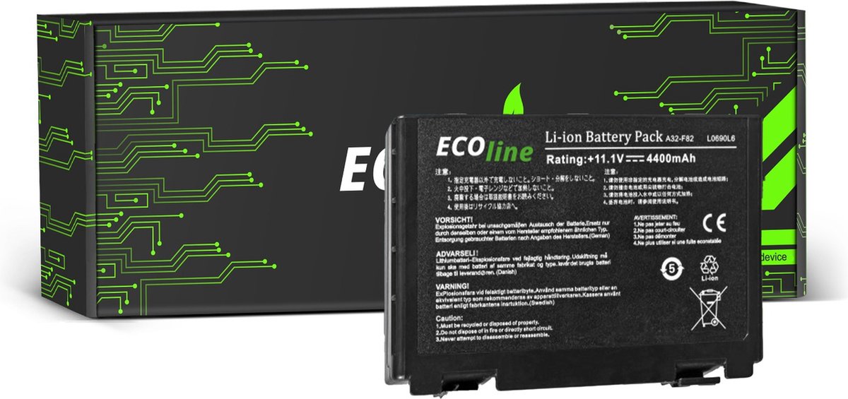 EcoLine - A32-F82 A32-F52 L0690L6 Batterij Geschikt voor de Asus A32-F82 K40 K50 K60 K70 / 11.1V 4400mAh.