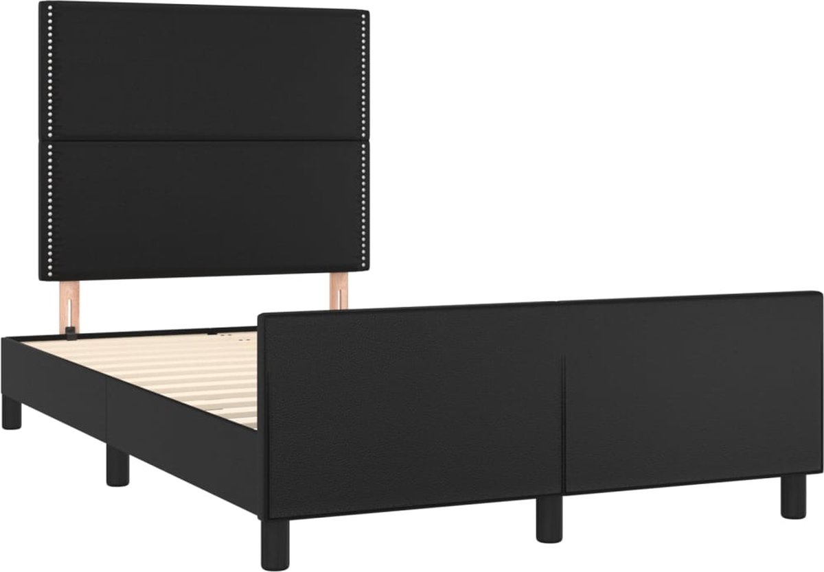 vidaXL - Bedframe - met - hoofdbord - kunstleer - zwart - 120x200 - cm