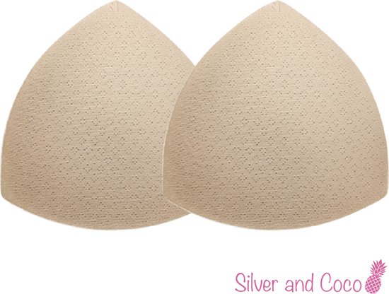 SilverAndCoco® - BH pads / dames vullingen / padding vulling zonder push up / ademend / cups wasbaar herbruikbaar - 2 stuks (1 paar) - Beige / Nude